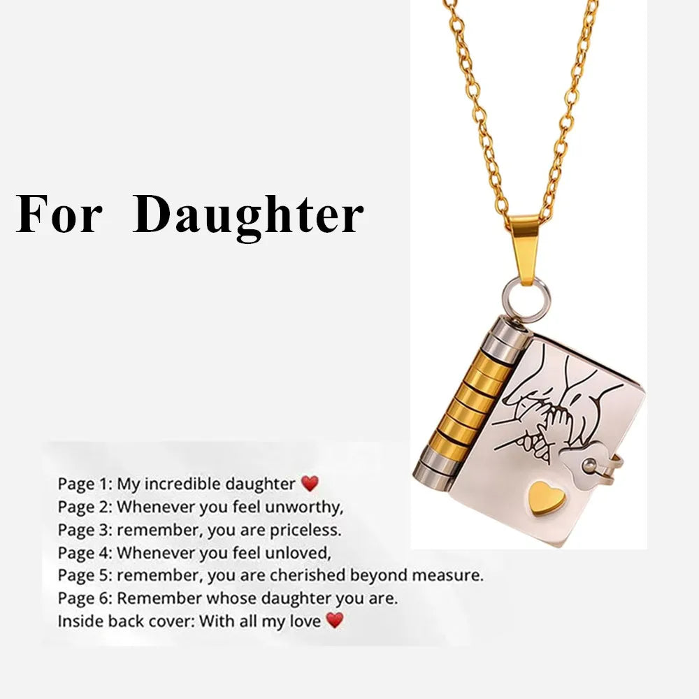 📖💙 To My Champion Son Book Necklace 🏆 | Engraved Openable Book Pendant with 6 Message Pages ✨ | Birthday Gift for Boys – My Little Hero 💪