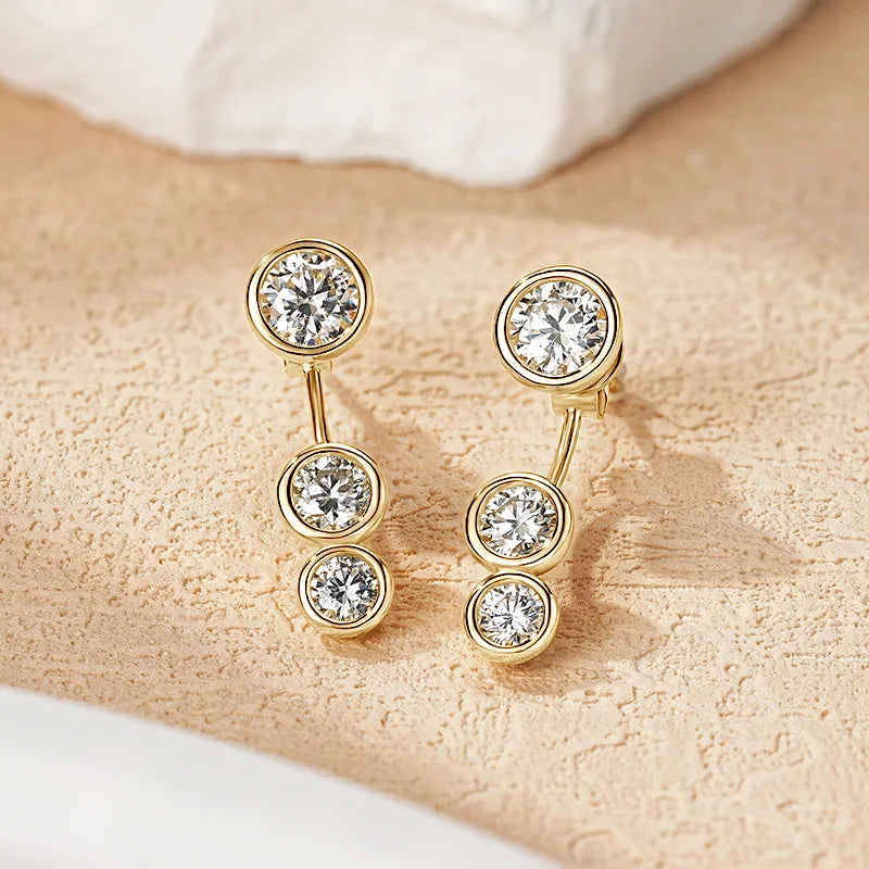 ✨💎Front & Back Double-Sided Moissanite Stud Earrings 🤍 | 2-in-1 925 Sterling Silver Earrings for Women 💖 | Elegant Everyday Jewelry