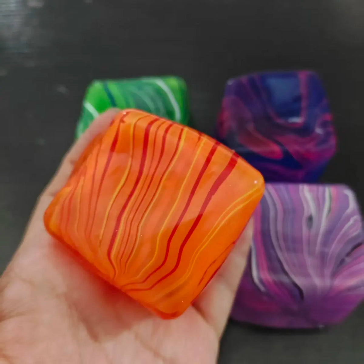 Striped Gel-Filled Squishy Cube – Slow-Rebound Sensory Fidget Toy