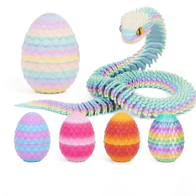 3D Printed Snake Egg Toy – Movable Articulated Fidget Figure