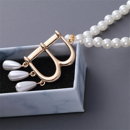 👑✨ Fashion Queen Anne Boleyn Cosplay Necklace 🤍 | Faux Pearl Renaissance Noble Jewelry 💎 | Halloween Royal Costume Accessory for Women 🎃