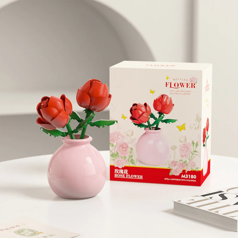 💐✨ Bouquet Flower Micro Diamond Building Blocks – Mini Micro Bricks Constructor Set for Adults & Girls Gift