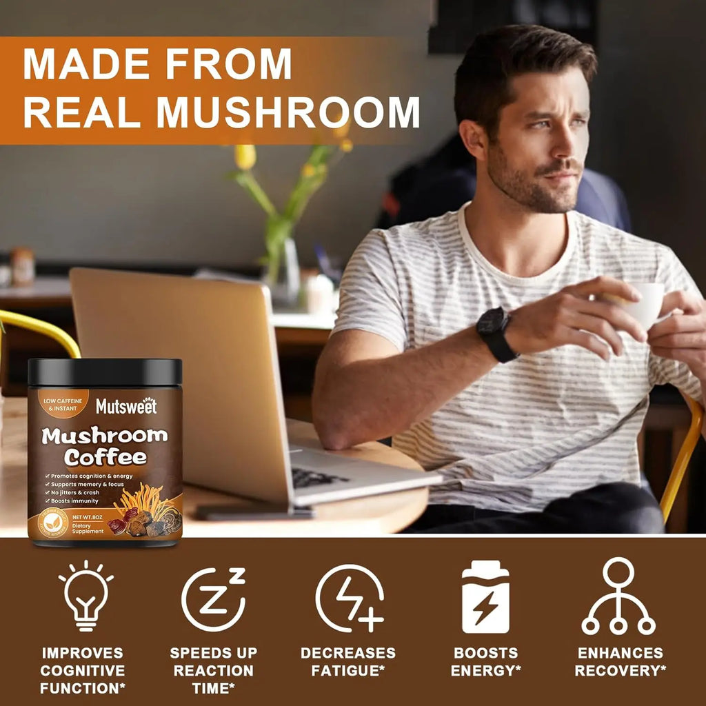  Organic Ground Coffee with Lion's Mane Mushroom and Chaga| Nootropic Mushroom Coffee for Better Focus and Immune Support