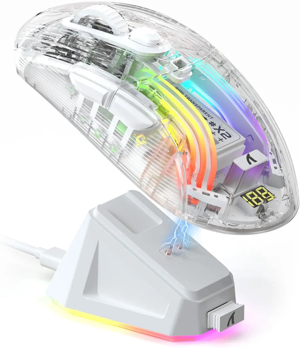 🔥🖱️ ATTACK SHARK X2 Pro Triple Mode Wireless RGB Gaming Mouse – Transparent Shell