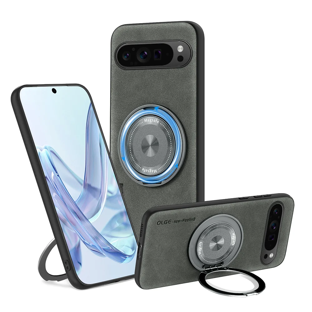 🧲💼📱 Magnetic 360° Metal Ring Leather Case for Google Pixel