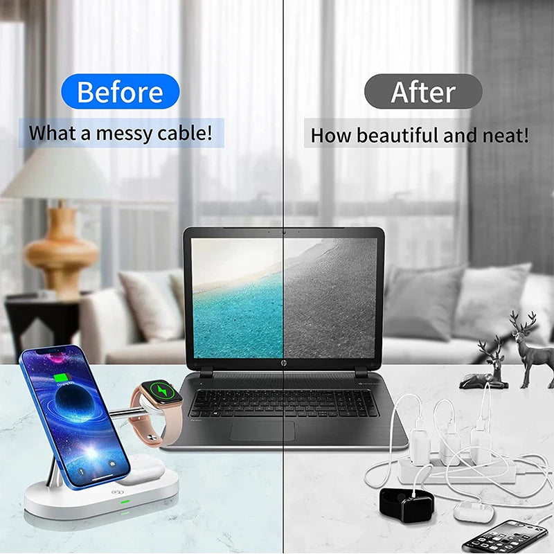 3-in-1 Wireless Charger Stand – Fast Charging for iPhone, Apple Watch & AirPods