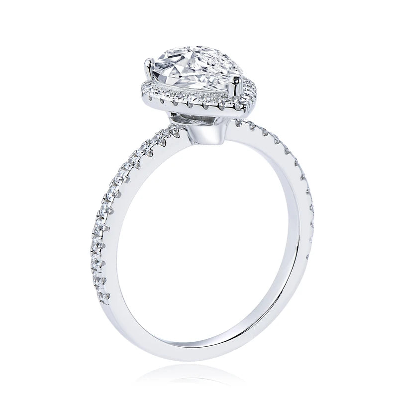 💎✨ Anziw Original 2.0CT Pear Cut Moissanite Wedding Promise Ring 🤍 | 925 Sterling Silver Engagement Ring Bands for Women 💍