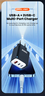 200W USB Type C Charger Quick Charge Portable Fast Charger 1U+2C Multi Port Charging Head
