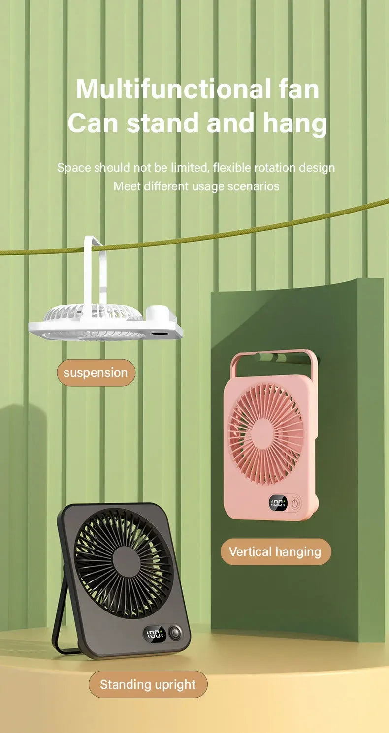 🌬️📱 Xiaomi Portable Desk Fan – 5 Speeds Ultra Quiet with Power Display