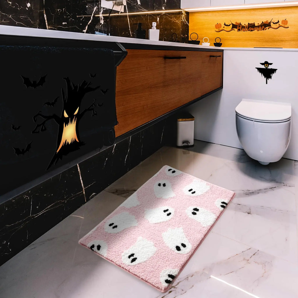 Black Ghost Halloween Bath Mat – Soft & Non-Slip