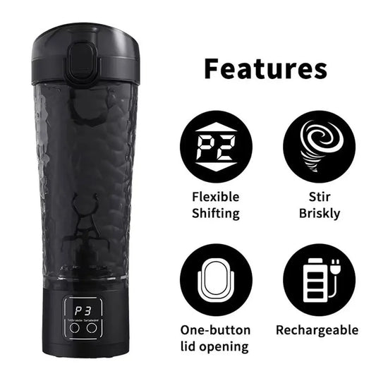 ⚡🥤 3-Speed Auto Mixing Electric Shaker Cup – Portable Blender Bottle