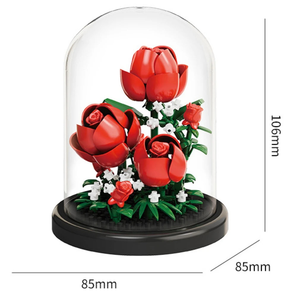 🌸🧱 Potted Plant Micro Building Blocks – Simulation Lily & Rose Flower Assembling Brick Model for Kids & Home Décor