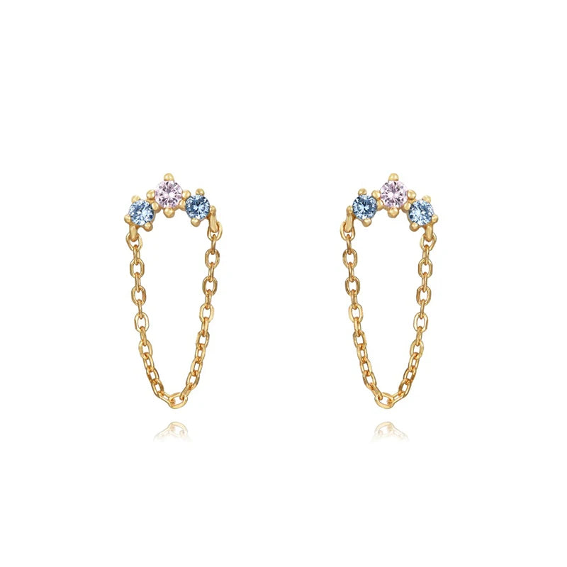 ✨💎 925 Silver Ear Needle Crystal Star Stud Earrings 💖 | Heart Chain Tassel Pendant Earrings for Women 👰 | Party & Wedding Jewelry Accessories 🌟