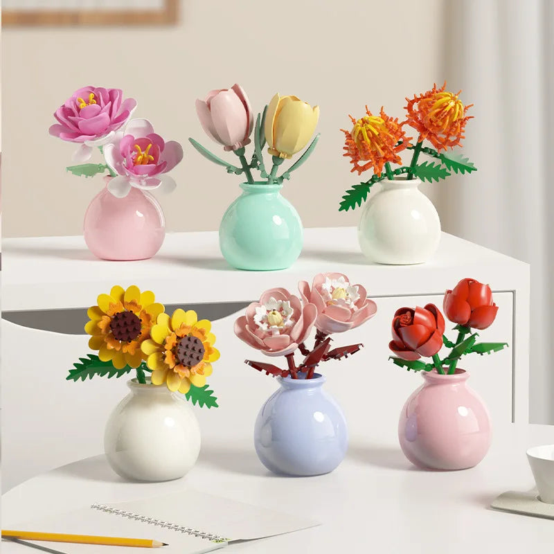 💐✨ Bouquet Flower Micro Diamond Building Blocks – Mini Micro Bricks Constructor Set for Adults & Girls Gift