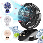 🌬️📎 Portable USB Clip-On Fan – Small Personal Desk Cooling