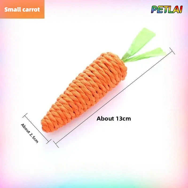🥕🐱 Cat Carrot Chew Toy – Hemp Rope Teeth Grinding Interactive Toy