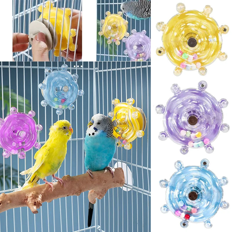 🦜🎡 Parrot Wheel Interactive Hanging Toy with Sound Ball