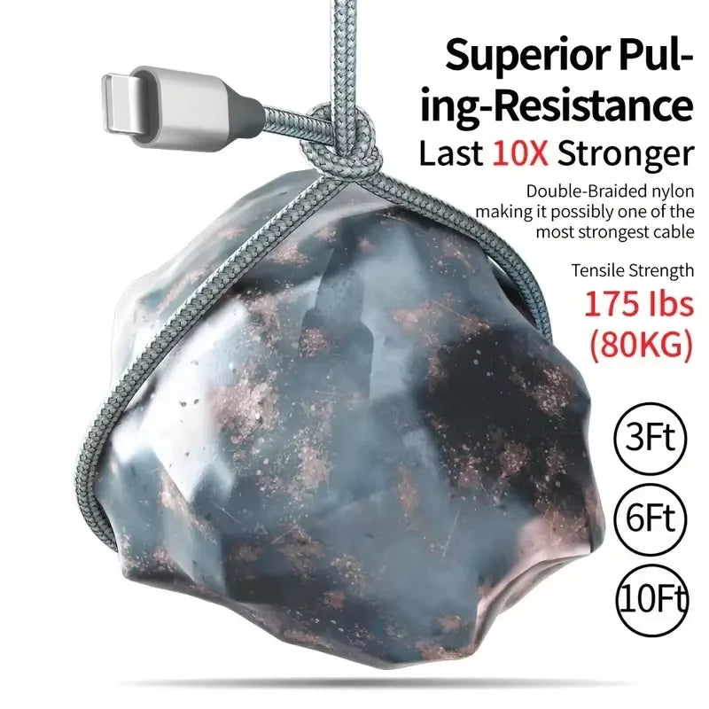 USB-A to Lightning Fast Charging Cable 1M / 2M / 3M – Nylon Braided