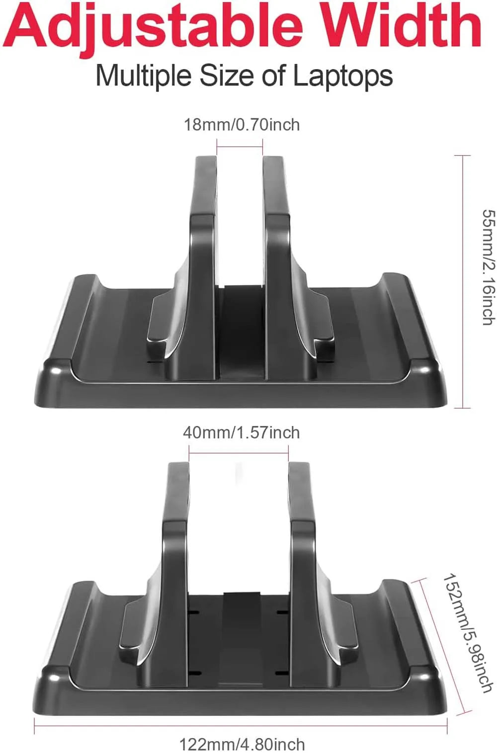 💻📚 Dual-Slot Vertical Laptop Stand – Adjustable Desktop Dock