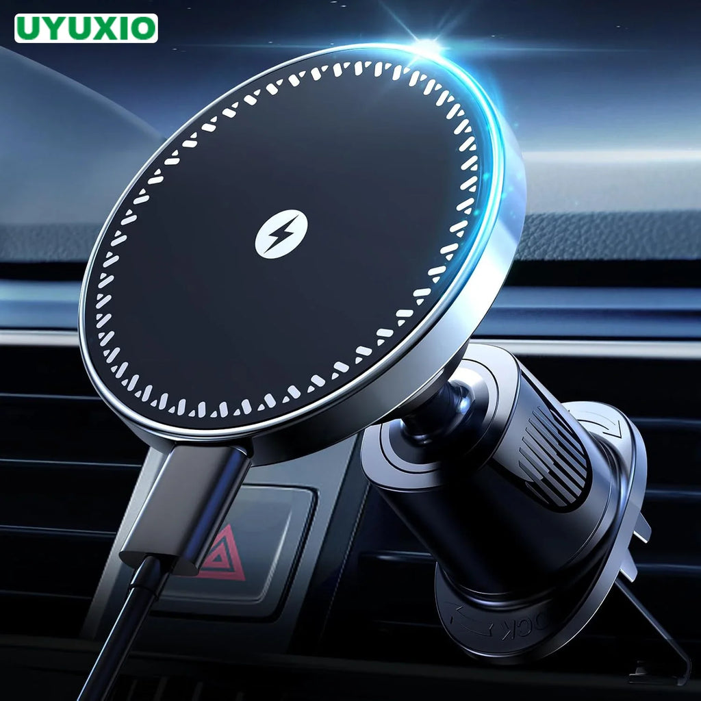 UYUXIO Magnetic Wireless Car Charger – 15W Air Vent Phone Holder
