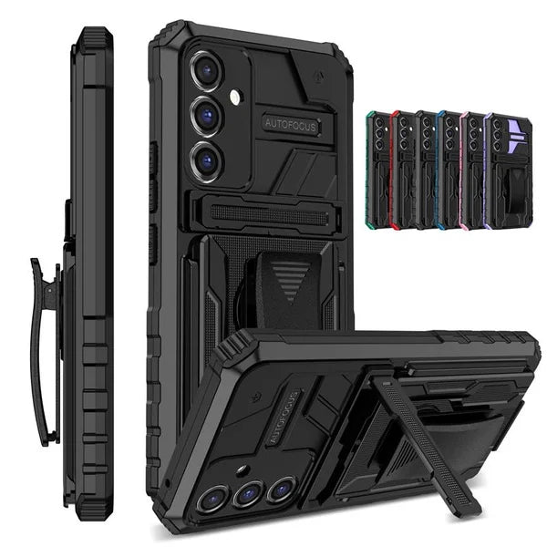 Rugged Armor Case with Belt Clip Holster & Kickstand for Samsung Galaxy