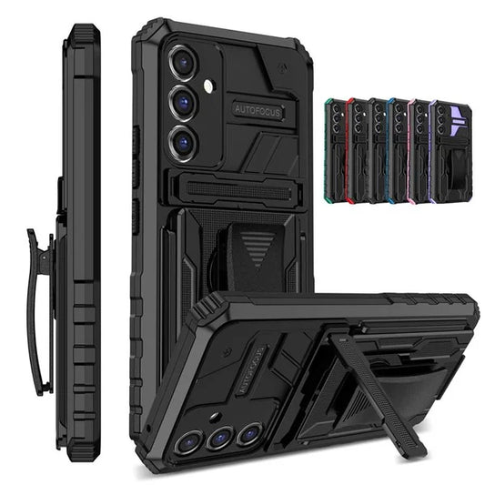 Rugged Armor Case with Belt Clip Holster & Kickstand for Samsung Galaxy
