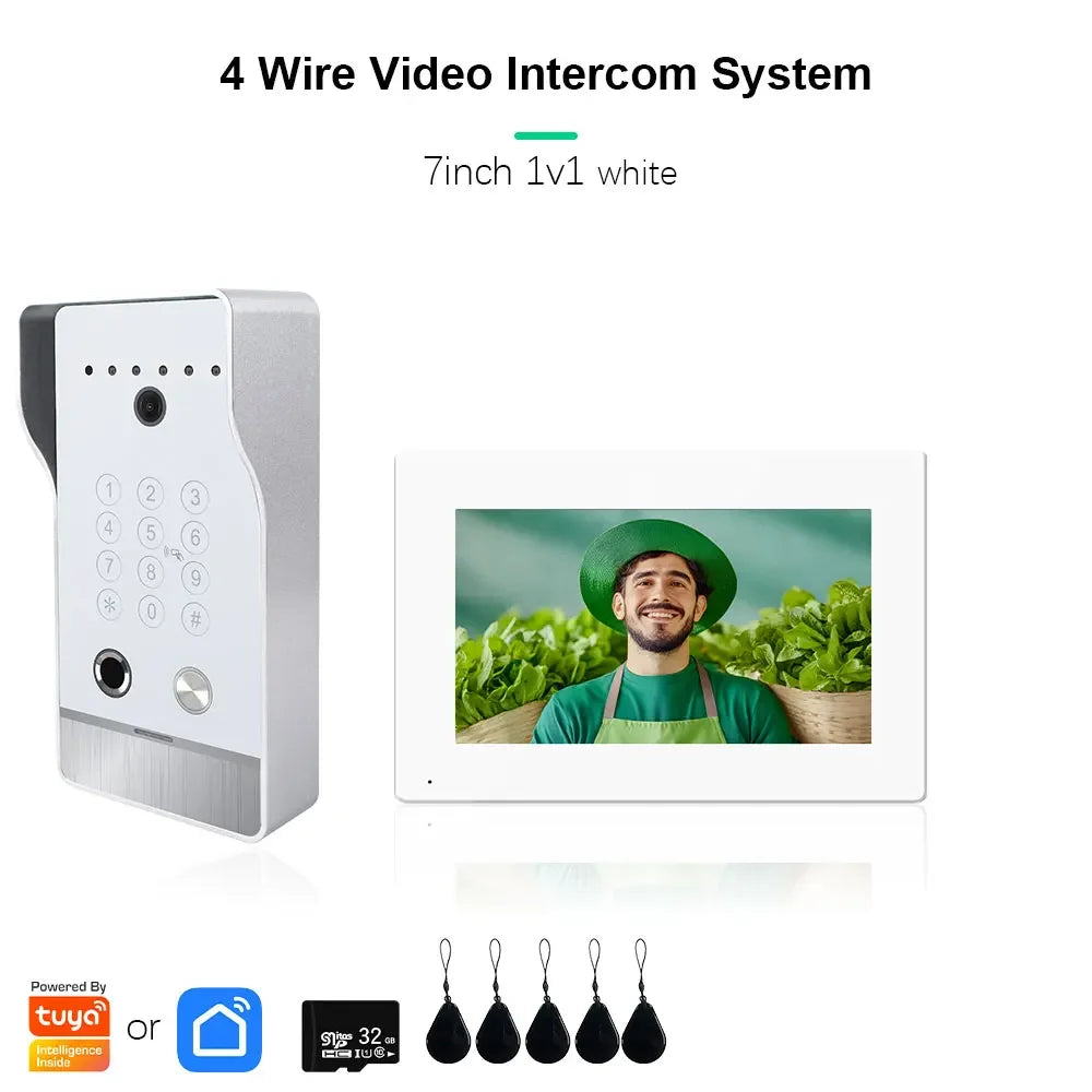 🔔📹 High Quality Video Doorbell Intercom System | Large Screen Smart Videophone 🔐 | Tuya Smart 5-in-1 Unlock 1080P for Home & Apartment