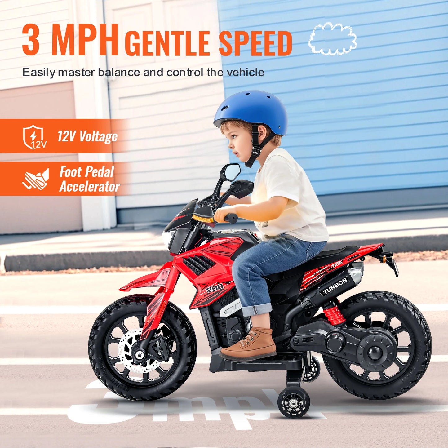 ⚡🏍️ 6V/12V Kids Electric Ride-On Motorcycle – Detachable Training Wheel, Headlight & Bluetooth Music Toy