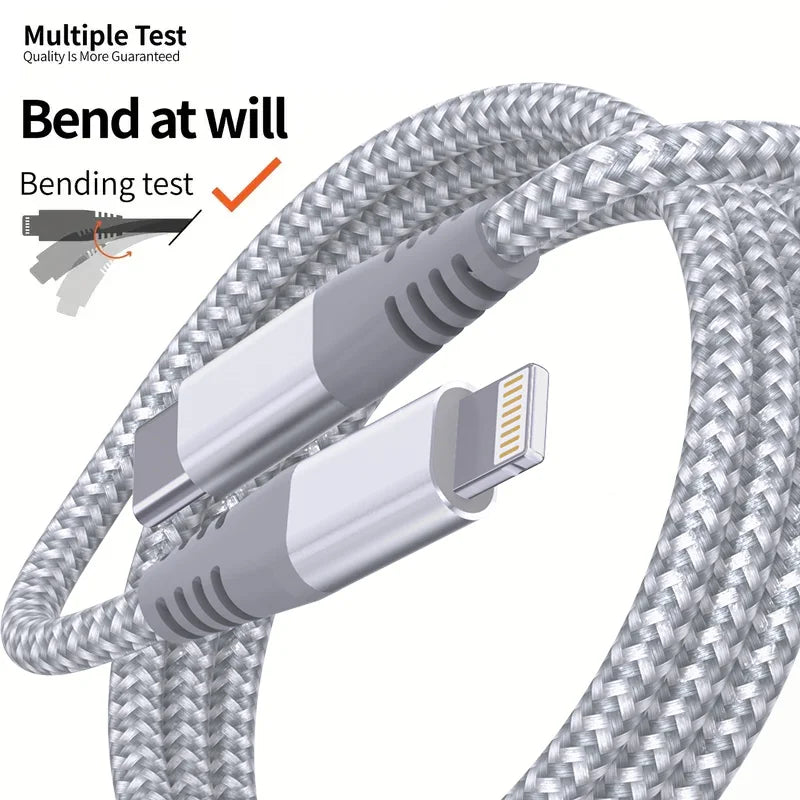 MFi Certified USB-C to Lightning Fast Charging Cable 20W – Nylon Braided (1PC / 2PCS)