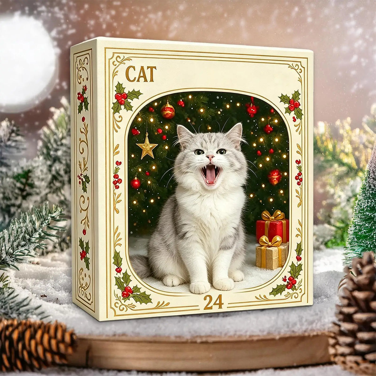 Christmas Cat Countdown Calendar – 24-Day Acrylic Advent Décor
