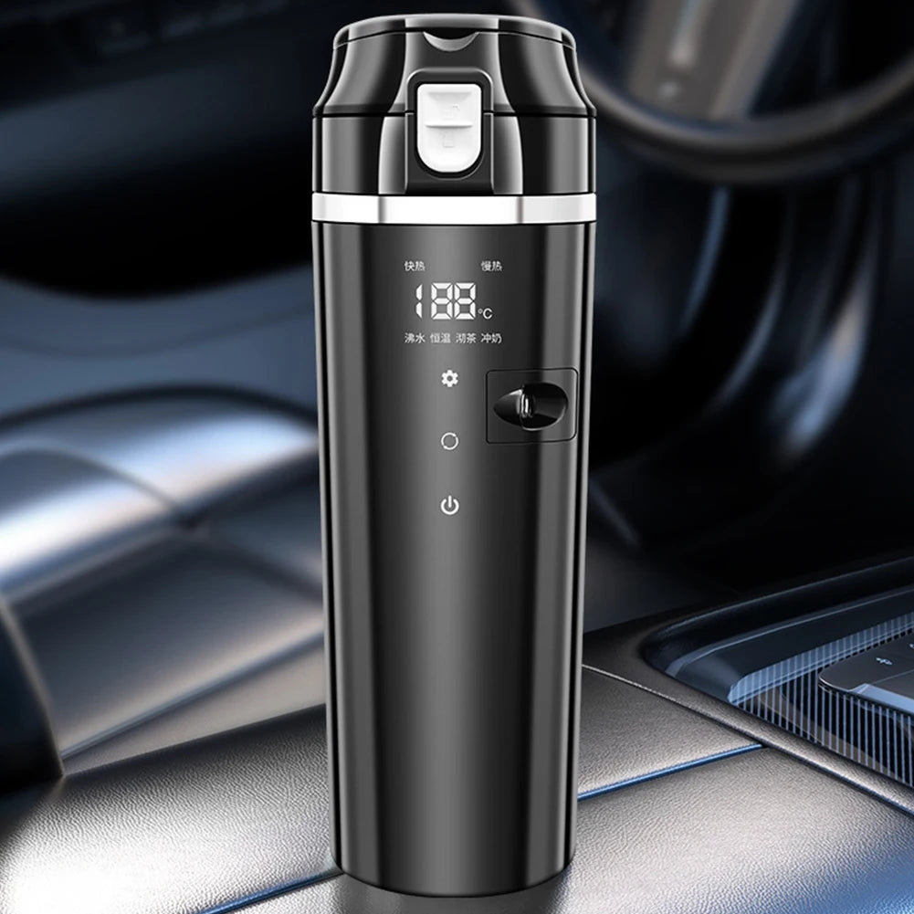 12V/24V Car Heating Cup 500ML – Electric Smart Kettle with LCD Temperature Display 🚗☕✨