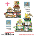 🍋🍜 Creative Mini Building Blocks – Snack Bar, Sea Fish Food House & Lemon Tea Shop DIY Puzzle Toy for Kids & Girls