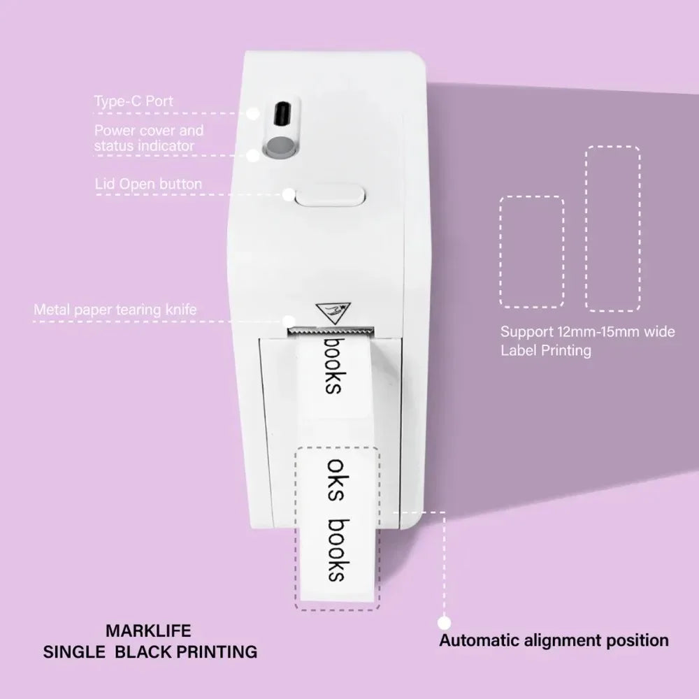 🏷️📱 MarkLife P15 Mini Portable Thermal Label Printer – Wireless Bluetooth