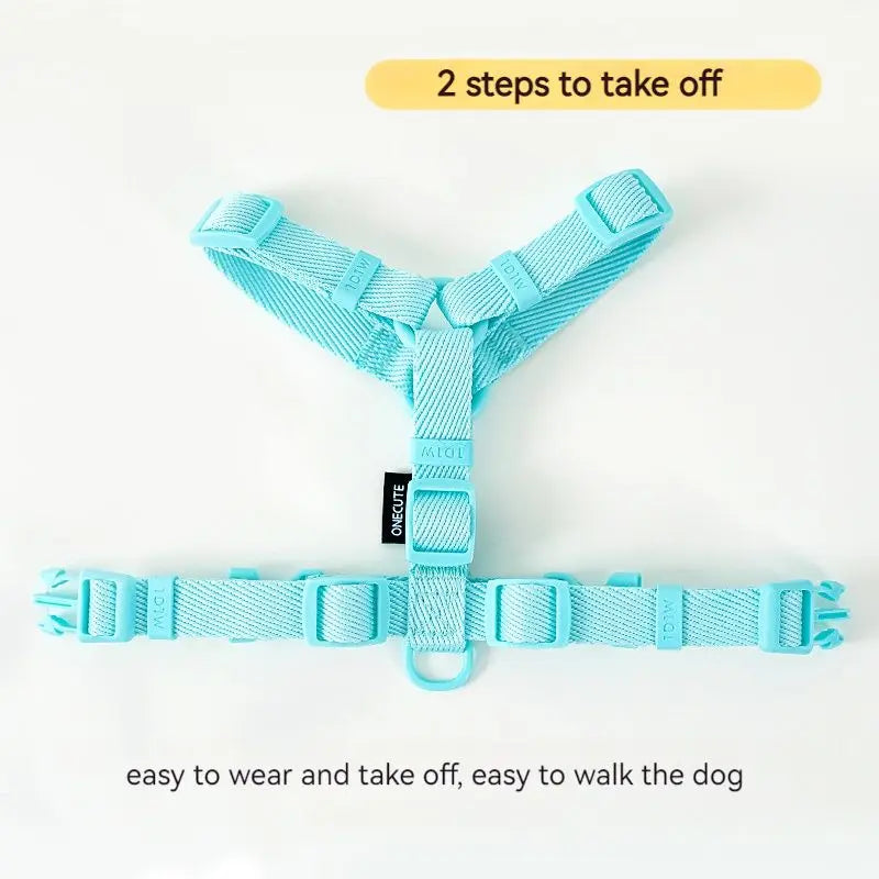 🌈🐾 Macaron Color Dog Harness Collar & Leash Set – Reflective