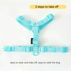 🌈🐾 Macaron Color Dog Harness Collar & Leash Set – Reflective