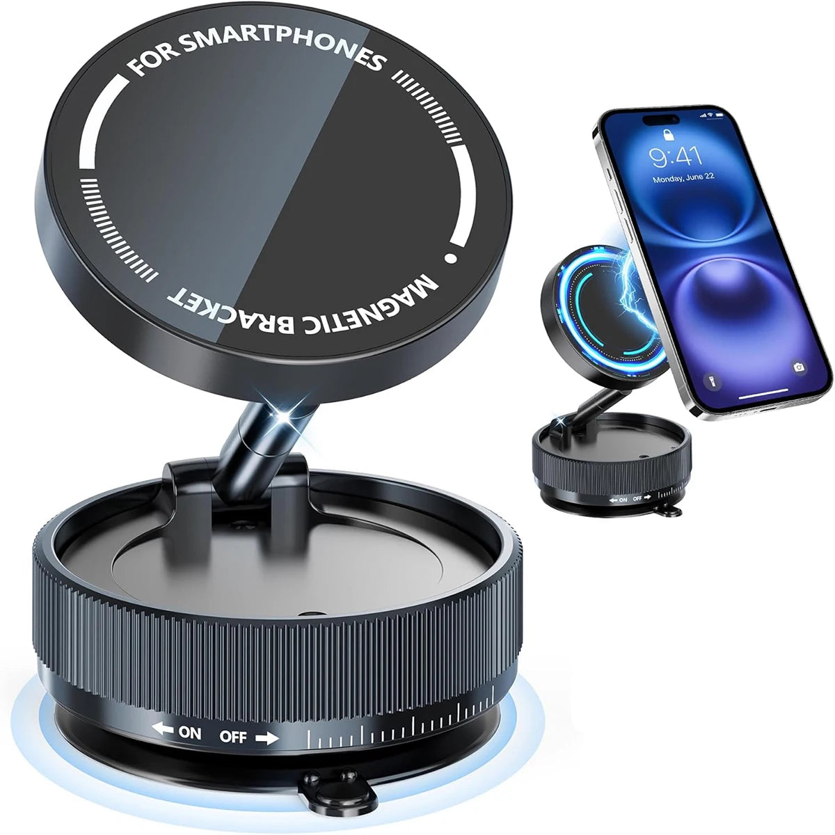 Upgraded 360° Vacuum Magnetic Phone Holder | Hands-Free Car Mount 🚗 | Suction Cup Magnetic Phone Stand for Car, Gym, Mirror, Kitchen & More ✨