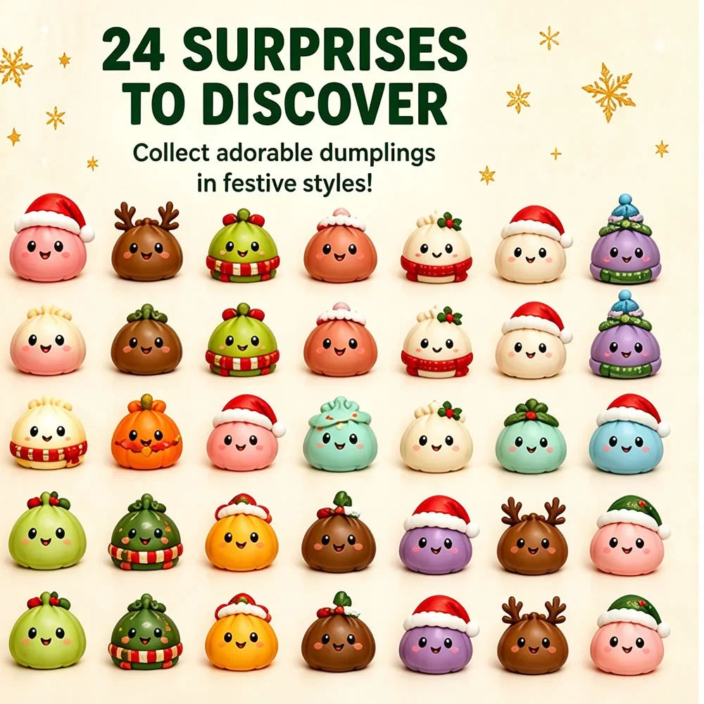 Christmas Advent Calendar – 24-Piece Dumpling Squishy Fidget Toy Set