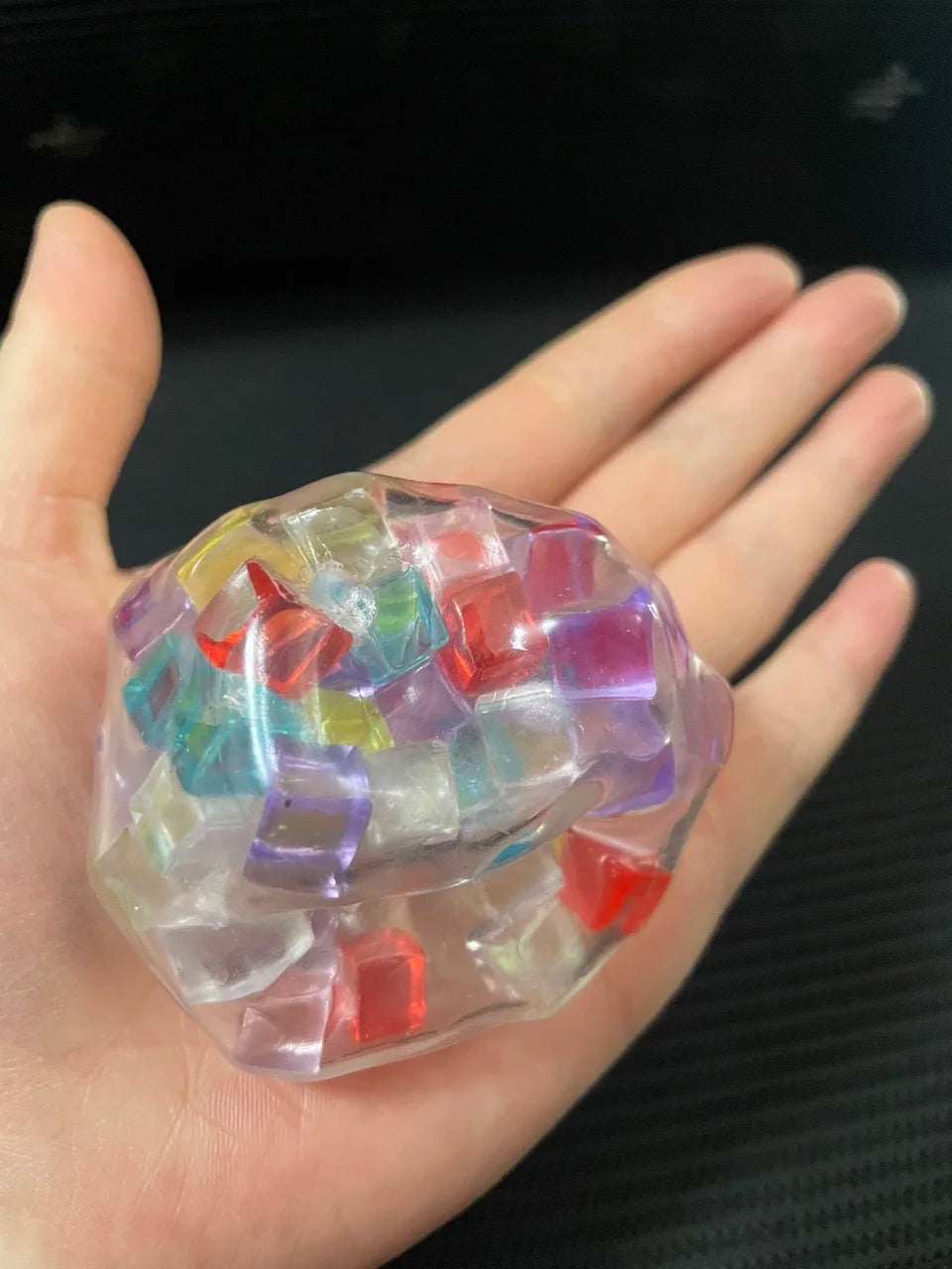 Rainbow Cube Stress Ball – TPR Bead Sensory Squeeze Fidget Toy
