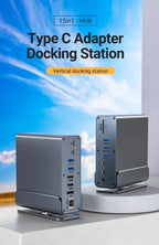 💻🔗 15-in-1 Type-C Docking Station – 4K@60Hz HDMI & DisplayPort Hub