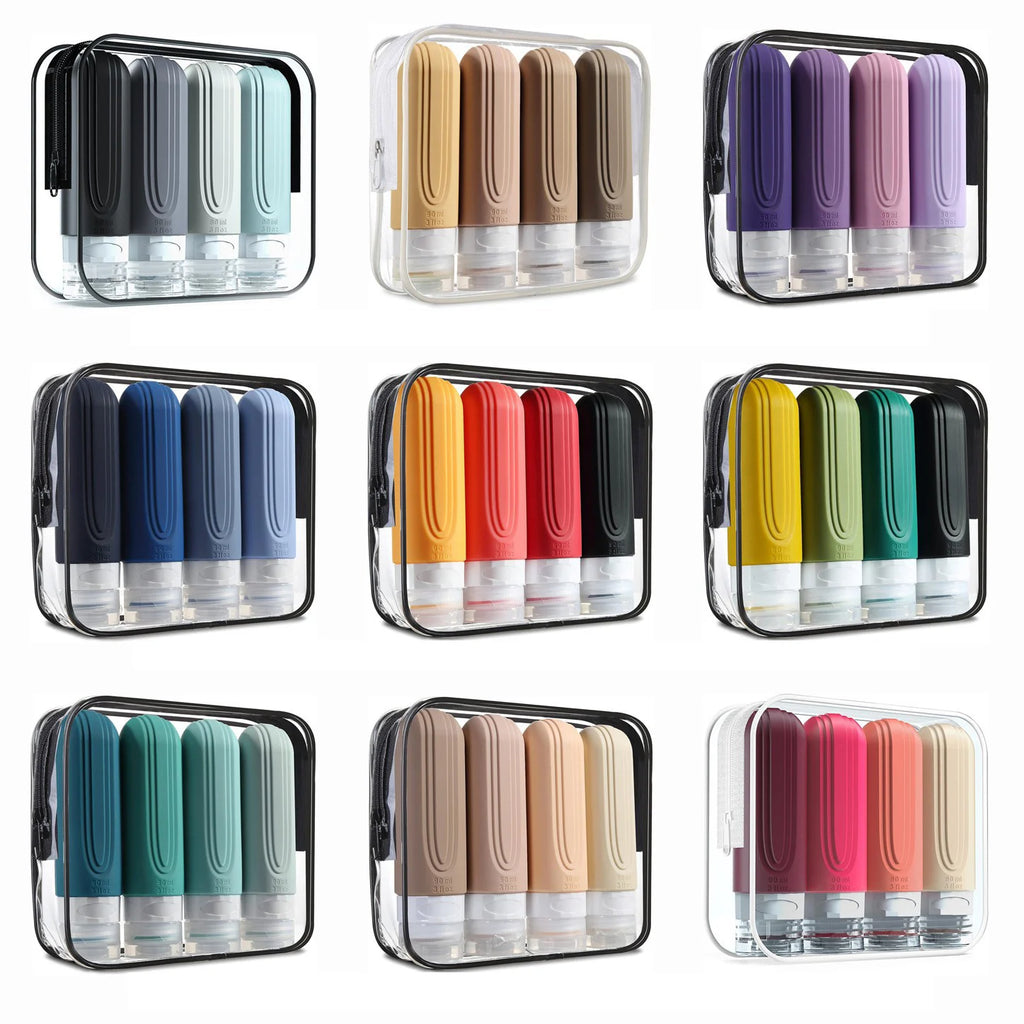 ✈️🧴 3oz Silicone Travel Cosmetic Bottles Set | Leakproof Refillable Shampoo, Lotion & Conditioner Containers (Multicolor)