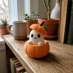 3D Pumpkin Ghost Figurine – Cute Detachable Halloween Décor