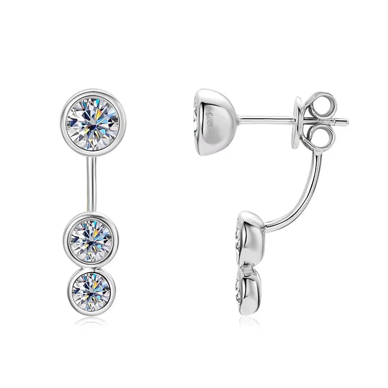 ✨💎Front & Back Double-Sided Moissanite Stud Earrings 🤍 | 2-in-1 925 Sterling Silver Earrings for Women 💖 | Elegant Everyday Jewelry