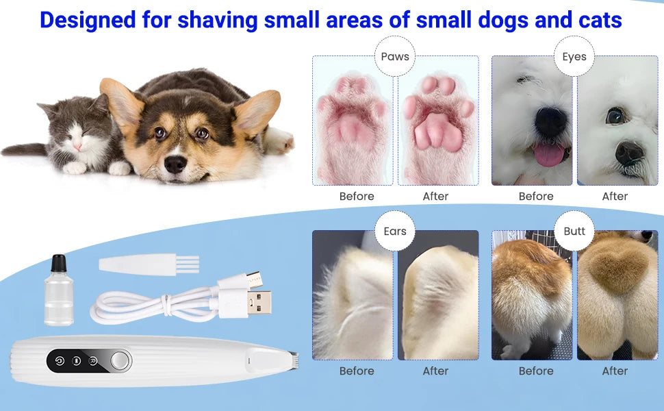 Portable Dog Paw Trimmer with LED Light – Cordless Nail Grinder for Pets