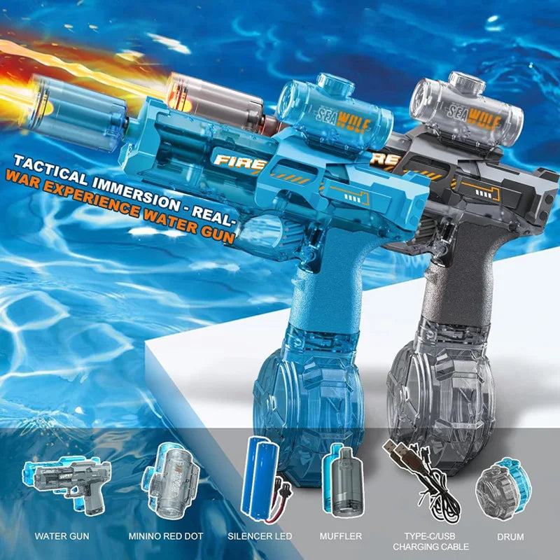 💦⚡ Simulated Recoil Electric Water Gun – Automatic Sensor Light Water Pistol for Kids | Summer Outdoor & Beach Toy