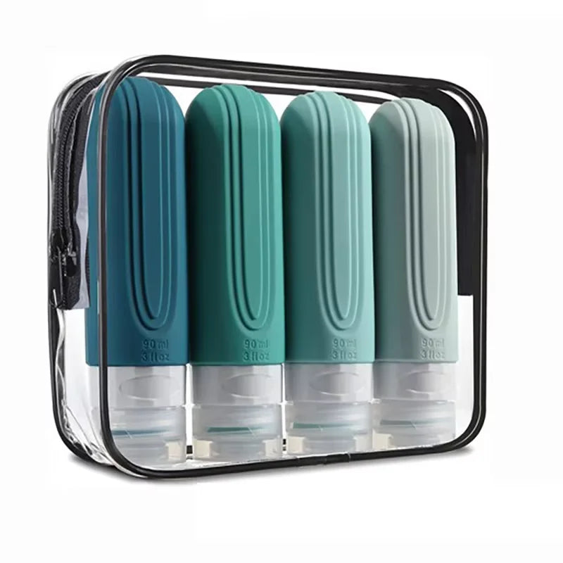 ✈️🧴 3oz Silicone Travel Cosmetic Bottles Set | Leakproof Refillable Shampoo, Lotion & Conditioner Containers (Multicolor)