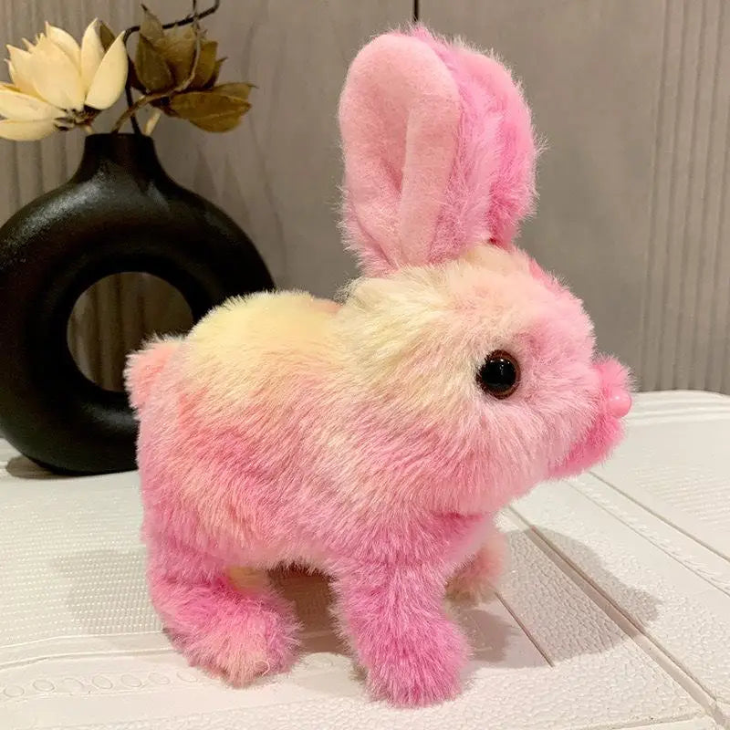 🐰🌈 Colorful Electric Rabbit Toy – Walking Plush Bunny with Flashing Ears | Interactive Gift for Girls & Kids