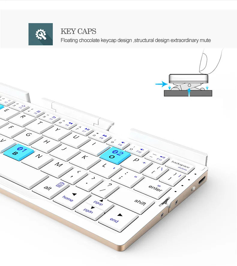 ⌨️📱 BOW Mini Folding Bluetooth Keyboard – 3 Device Support with Stand