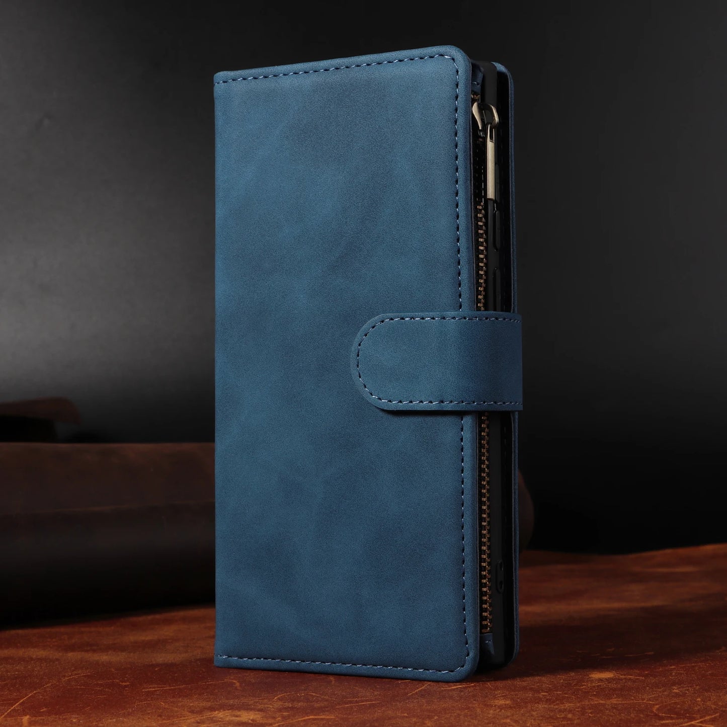 CAESBON Wallet Zipper Magnetic Flip Case with Kickstand for Google Pixel