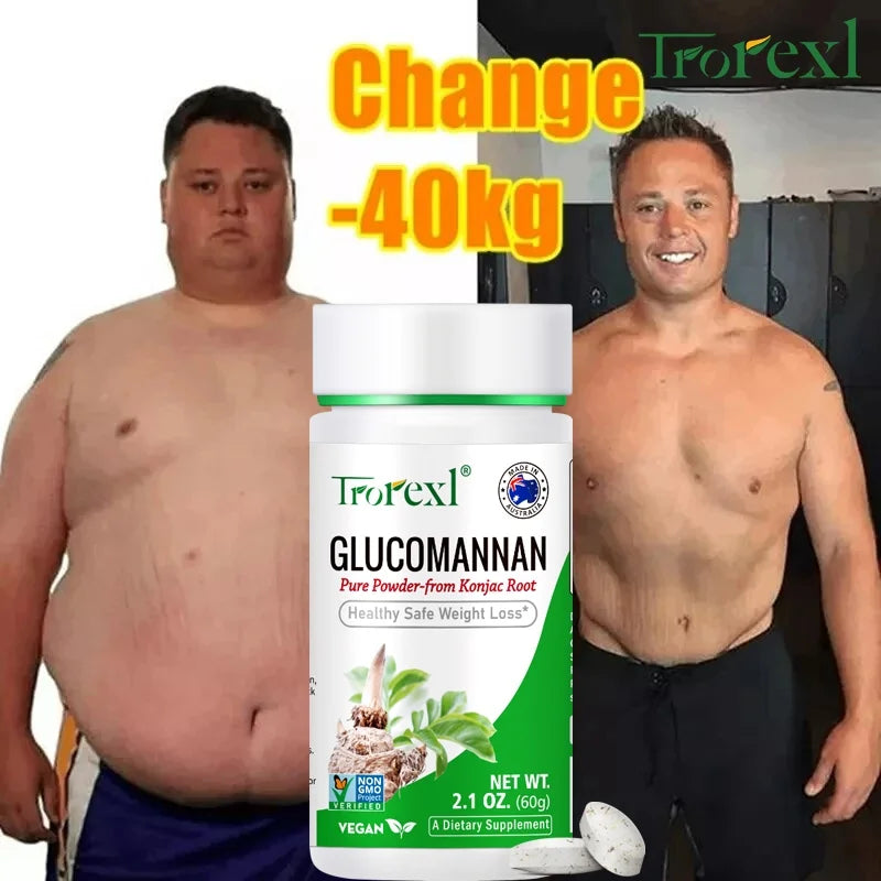 🌿💧 100PCS Glucomannan Powder – Vegan, Non-GMO, Gluten-Free Natural Weight Loss & Appetite Support