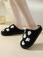 Halloween Ghost Slippers – Cozy Indoor Cotton House Shoes